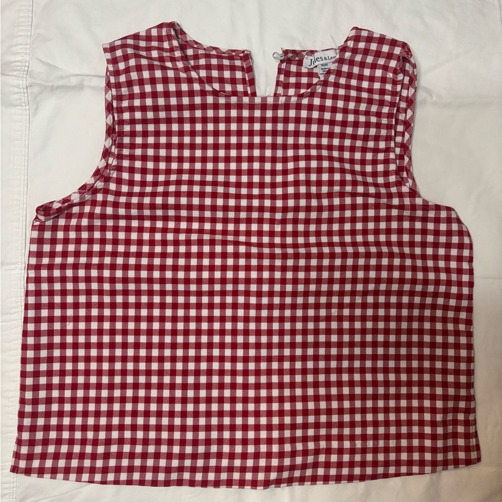 J. Crew Red and White Gingham Sleeveless Top